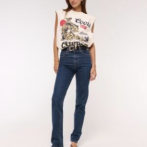 Abercrombie & Fitch High Rise Dark Blue Straight Jeans